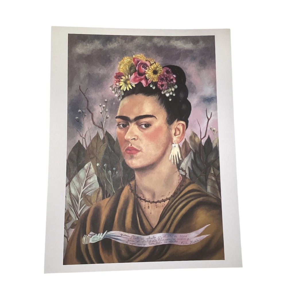 Frida Kahlo Self-Portrait Dedicated to Dr. Eloesser 1940 Taschen Art Print 10x13
